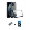 MARSİLYAN™- iPhone 11 Pro Kılıf Nova Asil Özel Seri - Siyah 34D Izgaralı Cam + Metal Kamera Lens Koruma Cam - KI