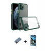 MARSİLYAN™- iPhone 11 Pro Kılıf Nova Asil Özel Seri - Siyah 34D Izgaralı Cam + Metal Kamera Lens Koruma Cam - KI