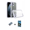 MARSİLYAN™- iPhone 11 Pro Kılıf Nova Asil Özel Seri - Siyah 34D Izgaralı Cam + Metal Kamera Lens Koruma Cam - KI