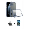 MARSİLYAN™- iPhone 11 Pro Kılıf Nova Asil Özel Seri - Siyah 34D Izgaralı Cam + Şeffaf Kamera Lens Koruma Cam