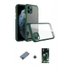 MARSİLYAN™- iPhone 11 Pro Kılıf Nova Asil Özel Seri - Siyah 360 Mat Full Body Arka Koruyucu + Shine Kamera Lens Koruma Cam - GI