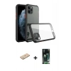 MARSİLYAN™- iPhone 11 Pro Kılıf Nova Asil Özel Seri - Siyah 360 Mat Full Body Arka Koruyucu + Renkli Kamera Lens Koruma Cam - YL