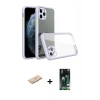 MARSİLYAN™- iPhone 11 Pro Kılıf Nova Asil Özel Seri - Siyah 360 Mat Full Body Arka Koruyucu + Renkli Kamera Lens Koruma Cam - MI