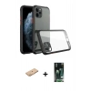MARSİLYAN™- iPhone 11 Pro Kılıf Nova Asil Özel Seri - Siyah 360 Mat Full Body Arka Koruyucu + Renkli Kamera Lens Koruma Cam - TU