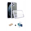 MARSİLYAN™- iPhone 11 Pro Kılıf Nova Asil Özel Seri - Siyah 3D Antistatik Cam Ekran Koruyucu + Renkli Kamera Lens Koruma Cam - TU