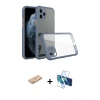 MARSİLYAN™- iPhone 11 Pro Kılıf Nova Asil Özel Seri - Siyah 3D Antistatik Cam Ekran Koruyucu + Renkli Kamera Lens Koruma Cam - TU