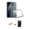 MARSİLYAN™- iPhone 11 Pro Kılıf Nova Asil Özel Seri - Siyah 3D Antistatik Hayalet Cam Ekran Koruyucu + Renkli Kamera Lens Koruma Cam - TU