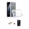 MARSİLYAN™- iPhone 11 Pro Kılıf Nova Asil Özel Seri - Siyah 3D Antistatik Hayalet Cam Ekran Koruyucu + Renkli Kamera Lens Koruma Cam - TU