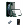 MARSİLYAN™- iPhone 11 Pro Kılıf Nova Asil Özel Seri - Siyah 3D Antistatik Hayalet Cam Ekran Koruyucu + Shine Kamera Lens Koruma Cam - GI