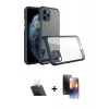 MARSİLYAN™- iPhone 11 Pro Kılıf Nova Asil Özel Seri - Siyah 3D Antistatik Mat Seramik Nano Ekran Koruyucu + Kamera Lens Koruma Cam - SF