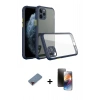 MARSİLYAN™- iPhone 11 Pro Kılıf Nova Asil Özel Seri - Siyah 3D Antistatik Mat Seramik Nano Ekran Koruyucu + Metal Kamera Lens Koruma Cam - KI