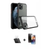 MARSİLYAN™- iPhone 11 Pro Kılıf Nova Asil Özel Seri - Siyah 3D Antistatik Mat Seramik Nano Ekran Koruyucu + Kamera Lens Koruma Cam - SF