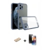 MARSİLYAN™- iPhone 11 Pro Kılıf Nova Asil Özel Seri - Siyah 3D Antistatik Mat Seramik Nano Ekran Koruyucu + Pembe Renkli Kamera Lens Koruma Cam