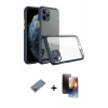 MARSİLYAN™- iPhone 11 Pro Kılıf Nova Asil Özel Seri - Siyah 3D Antistatik Mat Seramik Nano Ekran Koruyucu + Shine Kamera Lens Koruma Cam - PE