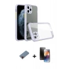 MARSİLYAN™- iPhone 11 Pro Kılıf Nova Asil Özel Seri - Siyah 3D Antistatik Mat Seramik Nano Ekran Koruyucu + Metal Kamera Lens Koruma Cam - KI