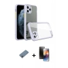 MARSİLYAN™- iPhone 11 Pro Kılıf Nova Asil Özel Seri - Siyah 3D Antistatik Mat Seramik Nano Ekran Koruyucu + Sierra Blue Shine Kamera Lens Koruma Cam