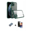 MARSİLYAN™- iPhone 11 Pro Kılıf Nova Asil Özel Seri - Siyah 3D Antistatik Mat Seramik Nano Ekran Koruyucu + Metal Kamera Lens Koruma Cam - KI