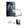 MARSİLYAN™- iPhone 11 Pro Kılıf Nova Asil Özel Seri - Siyah 3D Antistatik Mat Seramik Nano Ekran Koruyucu + Renkli Kamera Lens Koruma Cam - YL