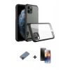 MARSİLYAN™- iPhone 11 Pro Kılıf Nova Asil Özel Seri - Siyah 3D Antistatik Mat Seramik Nano Ekran Koruyucu + Metal Kamera Lens Koruma Cam - KI