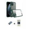 MARSİLYAN™- iPhone 11 Pro Kılıf Nova Asil Özel Seri - Siyah 5D Hayalet Cam Ekran Koruyucu + Metal Kamera Lens Koruma Cam - KI