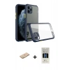 MARSİLYAN™- iPhone 11 Pro Kılıf Nova Asil Özel Seri - Siyah 5D Hayalet Cam Ekran Koruyucu + Renkli Kamera Lens Koruma Cam - PE
