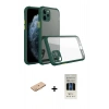 MARSİLYAN™- iPhone 11 Pro Kılıf Nova Asil Özel Seri - Siyah 5D Hayalet Cam Ekran Koruyucu + Renkli Kamera Lens Koruma Cam - TU