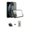 MARSİLYAN™- iPhone 11 Pro Kılıf Nova Asil Özel Seri - Siyah Polymer Nano Ekran Koruyucu + Kamera Lens Koruma Cam - SF