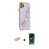MARSİLYAN™- iPhone 11 Pro Kılıf Nova Işık Prime - Şeffaf 360 Full Body Arka Koruyucu + Renkli Kamera Lens Koruma Cam - MI