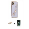 MARSİLYAN™- iPhone 11 Pro Kılıf Nova Işık Prime - Şeffaf 360 Full Body Arka Koruyucu + Renkli Kamera Lens Koruma Cam - YL