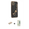 MARSİLYAN™- iPhone 11 Pro Kılıf Nova Işık Prime - Siyah 20D Premium Cam Ekran Koruyucu + Renkli Kamera Lens Koruma Cam - YL