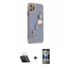 MARSİLYAN™- iPhone 11 Pro Kılıf Nova Işık Prime - Siyah 34D Hayalet Izgaralı Cam + Kamera Lens Koruma Cam - SF