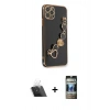 MARSİLYAN™- iPhone 11 Pro Kılıf Nova Işık Prime - Siyah 34D Hayalet Izgaralı Cam + Kamera Lens Koruma Cam - SF