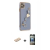 MARSİLYAN™- iPhone 11 Pro Kılıf Nova Işık Prime - Siyah 34D Hayalet Izgaralı Cam + Renkli Kamera Lens Koruma Cam - MI