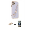 MARSİLYAN™- iPhone 11 Pro Kılıf Nova Işık Prime - Siyah 34D Hayalet Izgaralı Cam + Renkli Kamera Lens Koruma Cam - MI