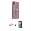 MARSİLYAN™- iPhone 11 Pro Kılıf Nova Işık Prime - Siyah 34D Hayalet Izgaralı Cam + Renkli Kamera Lens Koruma Cam - MI