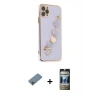 MARSİLYAN™- iPhone 11 Pro Kılıf Nova Işık Prime - Siyah 34D Hayalet Izgaralı Cam + Shine Kamera Lens Koruma Cam - GI