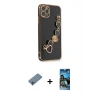 MARSİLYAN™- iPhone 11 Pro Kılıf Nova Işık Prime - Siyah 34D Izgaralı Cam + Shine Kamera Lens Koruma Cam - GI