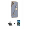 MARSİLYAN™- iPhone 11 Pro Kılıf Nova Işık Prime - Siyah 34D Izgaralı Cam + Kamera Lens Koruma Cam - SF