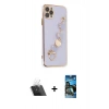MARSİLYAN™- iPhone 11 Pro Kılıf Nova Işık Prime - Siyah 34D Izgaralı Cam + Kamera Lens Koruma Cam - SF