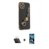 MARSİLYAN™- iPhone 11 Pro Kılıf Nova Işık Prime - Siyah 34D Izgaralı Cam + Kamera Lens Koruma Cam - SF