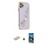 MARSİLYAN™- iPhone 11 Pro Kılıf Nova Işık Prime - Siyah 34D Izgaralı Cam + Renkli Kamera Lens Koruma Cam - SI