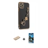 MARSİLYAN™- iPhone 11 Pro Kılıf Nova Işık Prime - Siyah 34D Izgaralı Cam + Renkli Kamera Lens Koruma Cam - SI