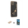 MARSİLYAN™- iPhone 11 Pro Kılıf Nova Işık Prime - Siyah 34D Izgaralı Cam + Renkli Kamera Lens Koruma Cam - TU