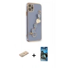MARSİLYAN™- iPhone 11 Pro Kılıf Nova Işık Prime - Siyah 34D Izgaralı Cam + Renkli Kamera Lens Koruma Cam - YL