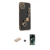 MARSİLYAN™- iPhone 11 Pro Kılıf Nova Işık Prime - Siyah 360 Mat Full Body Arka Koruyucu + Renkli Kamera Lens Koruma Cam - YL
