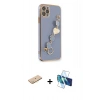 MARSİLYAN™- iPhone 11 Pro Kılıf Nova Işık Prime - Siyah 3D Antistatik Cam Ekran Koruyucu + Renkli Kamera Lens Koruma Cam - PE