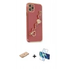 MARSİLYAN™- iPhone 11 Pro Kılıf Nova Işık Prime - Siyah 3D Antistatik Cam Ekran Koruyucu + Renkli Kamera Lens Koruma Cam - TU