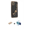 MARSİLYAN™- iPhone 11 Pro Kılıf Nova Işık Prime - Siyah 3D Antistatik Cam Ekran Koruyucu + Renkli Kamera Lens Koruma Cam - TU