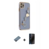 MARSİLYAN™- iPhone 11 Pro Kılıf Nova Işık Prime - Siyah 3D Antistatik Hayalet Cam Ekran Koruyucu + Shine Kamera Lens Koruma Cam - GI