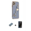 MARSİLYAN™- iPhone 11 Pro Kılıf Nova Işık Prime - Siyah 3D Antistatik Hayalet Cam Ekran Koruyucu + Shine Kamera Lens Koruma Cam - GS